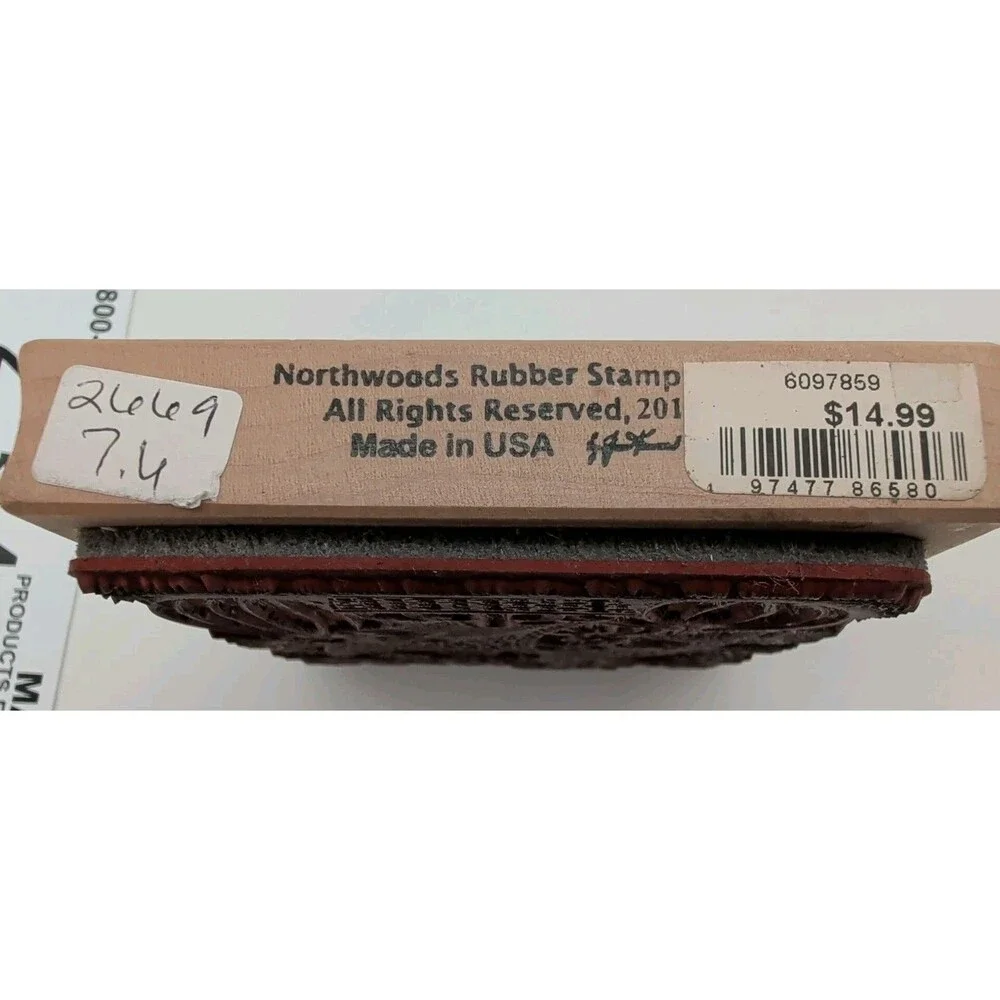 Northwoods Rubber Stamp Harvest Fall Background Pumpkin Apple Fence Mums Corn
